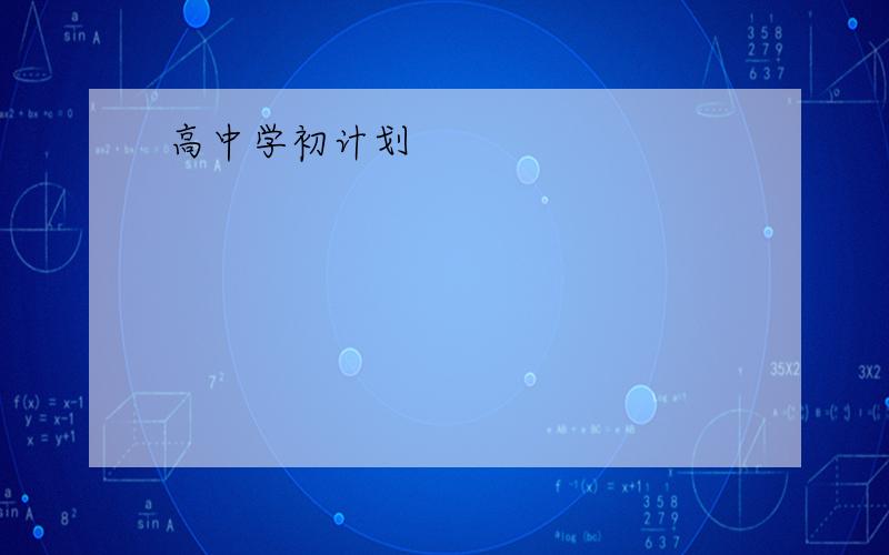 高中学初计划