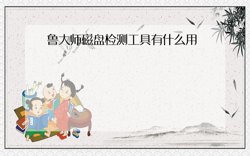 鲁大师磁盘检测工具有什么用