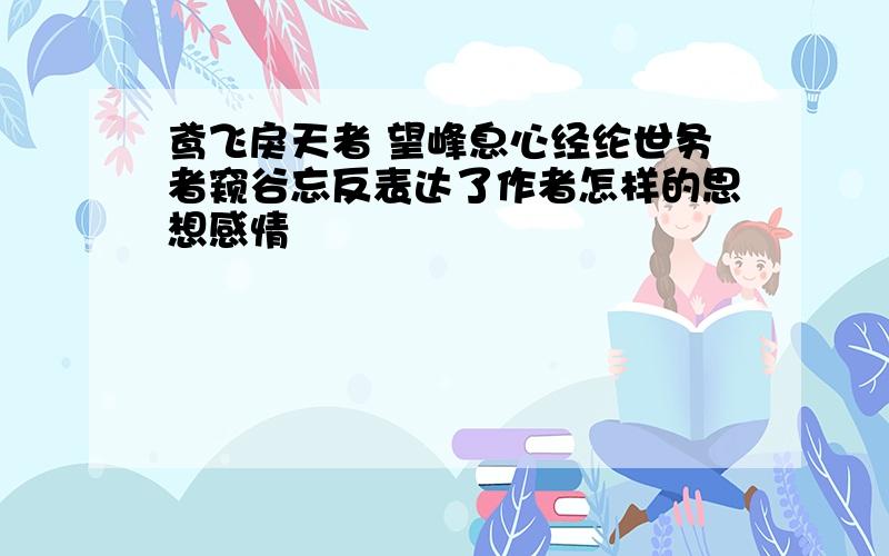 鸢飞戾天者 望峰息心经纶世务者窥谷忘反表达了作者怎样的思想感情