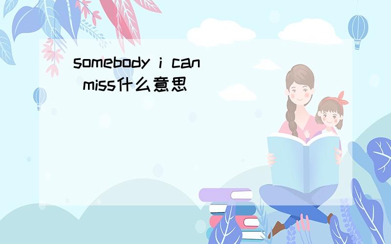 somebody i can miss什么意思