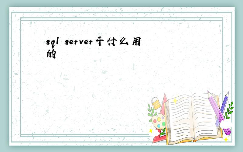 sql server干什么用的