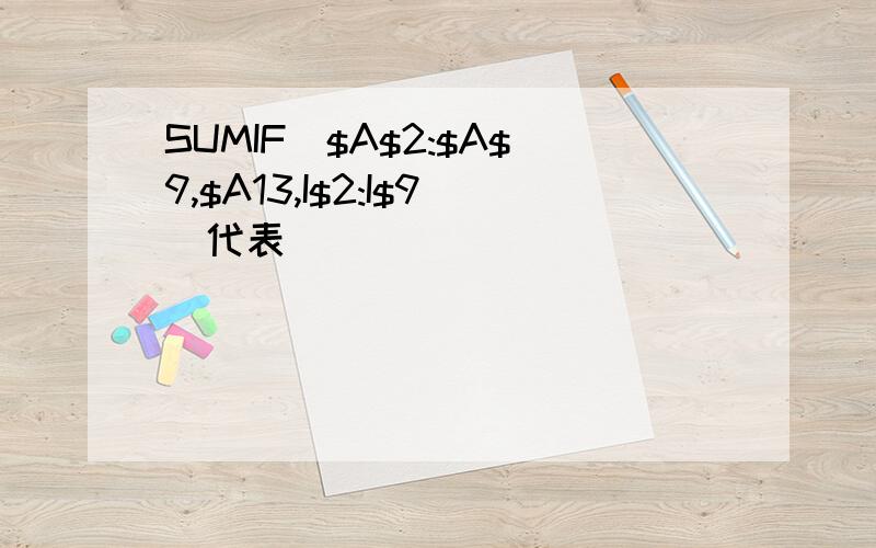 SUMIF($A$2:$A$9,$A13,I$2:I$9)代表