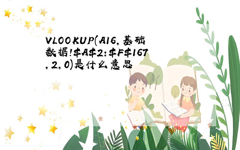 VLOOKUP(A16,基础数据!$A$2:$F$167,2,0)是什么意思