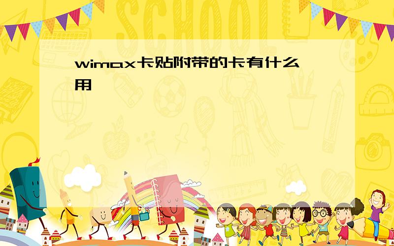 wimax卡贴附带的卡有什么用