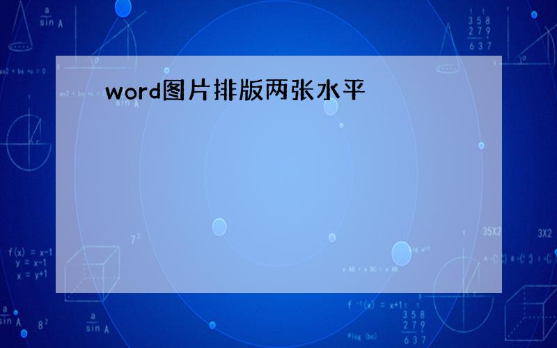 word图片排版两张水平