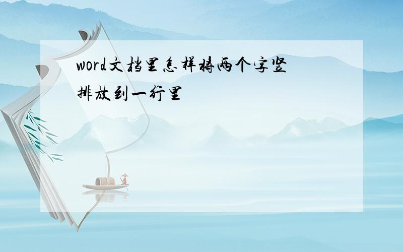 word文档里怎样将两个字竖排放到一行里