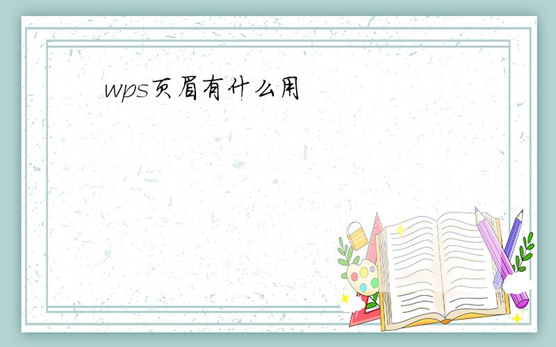 wps页眉有什么用