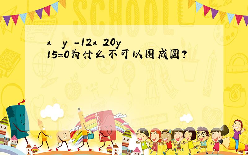 x² y²-12x 20y 15=0为什么不可以围成圆?