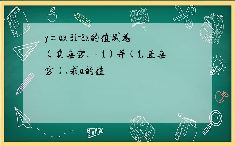 y=ax 31-2x的值域为(负无穷,﹣1)并(1,正无穷),求a的值