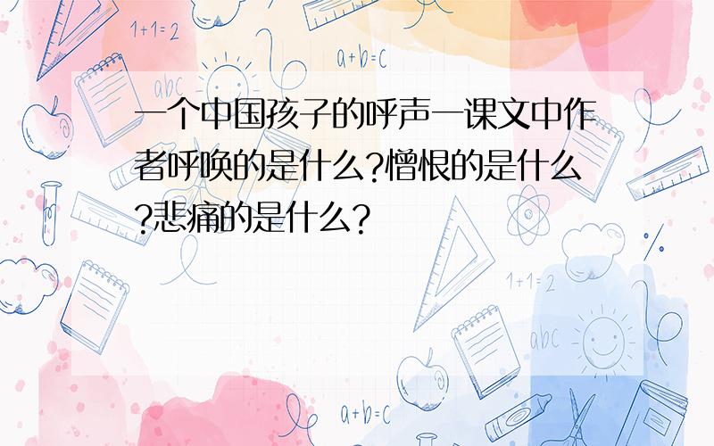 一个中国孩子的呼声一课文中作者呼唤的是什么?憎恨的是什么?悲痛的是什么?