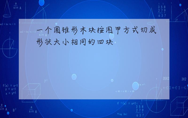 一个圆锥形木块按图甲方式切成形状大小相同的四块