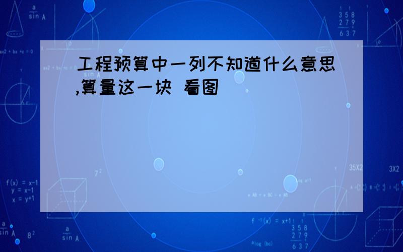 工程预算中一列不知道什么意思,算量这一块 看图