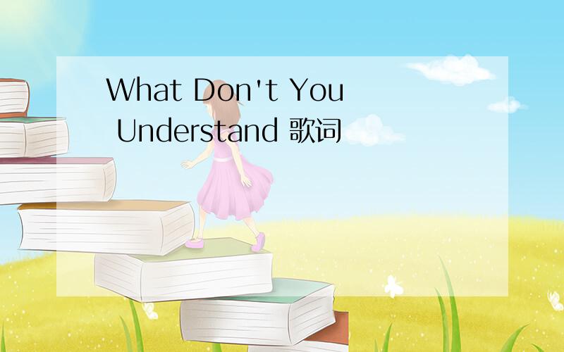 What Don't You Understand 歌词