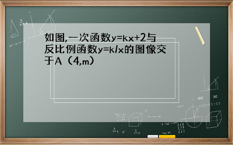 如图,一次函数y=kx+2与反比例函数y=k/x的图像交于A（4,m）