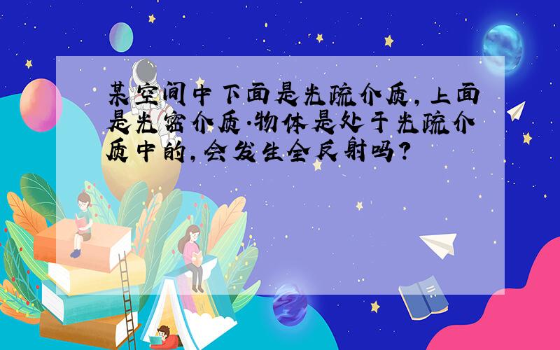 某空间中下面是光疏介质,上面是光密介质.物体是处于光疏介质中的,会发生全反射吗?