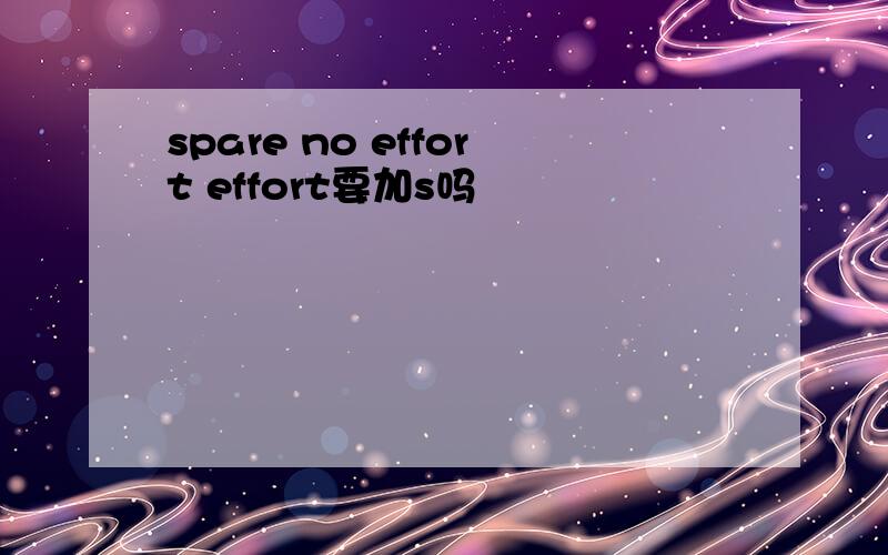 spare no effort effort要加s吗