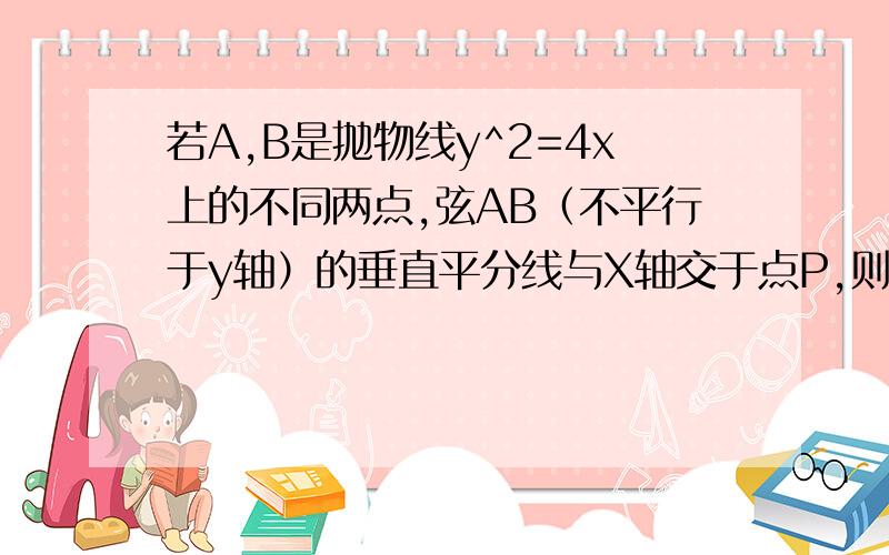 若A,B是抛物线y^2=4x上的不同两点,弦AB（不平行于y轴）的垂直平分线与X轴交于点P,则称弦AB是点P的一条相关弦