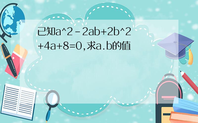 已知a^2-2ab+2b^2+4a+8=0,求a.b的值