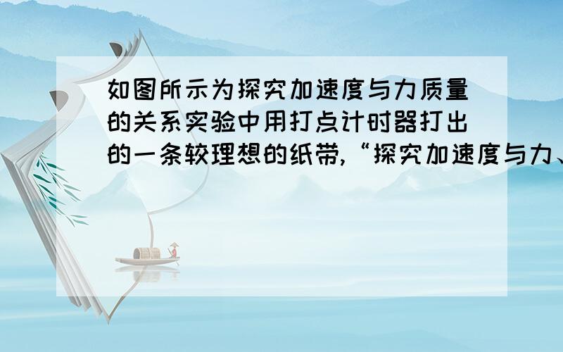 如图所示为探究加速度与力质量的关系实验中用打点计时器打出的一条较理想的纸带,“探究加速度与力、质量的关系”实验中用打点计