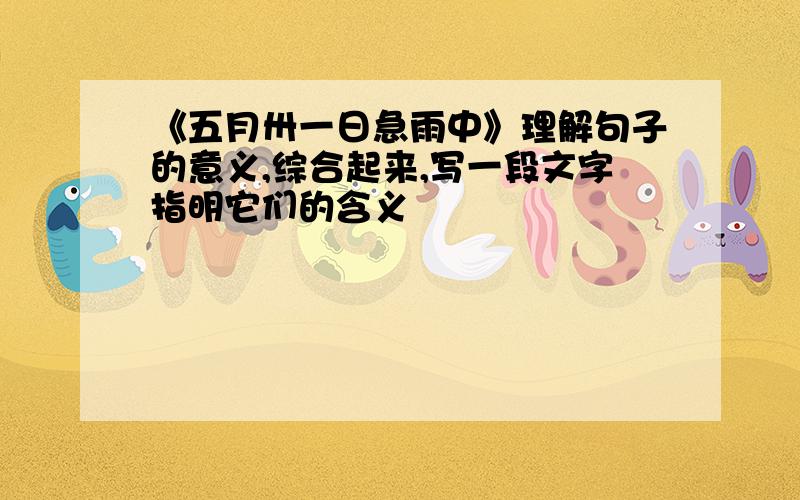 《五月卅一日急雨中》理解句子的意义,综合起来,写一段文字指明它们的含义