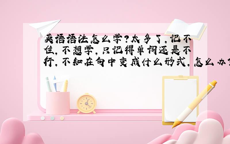 英语语法怎么学?太多了,记不住,不想学,只记得单词还是不行,不知在句中变成什么形式,怎么办?