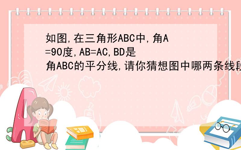 如图,在三角形ABC中,角A=90度,AB=AC,BD是角ABC的平分线,请你猜想图中哪两条线段之和等于第三条线段?