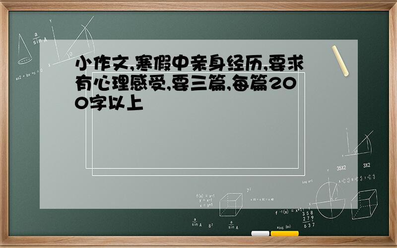 小作文,寒假中亲身经历,要求有心理感受,要三篇,每篇200字以上