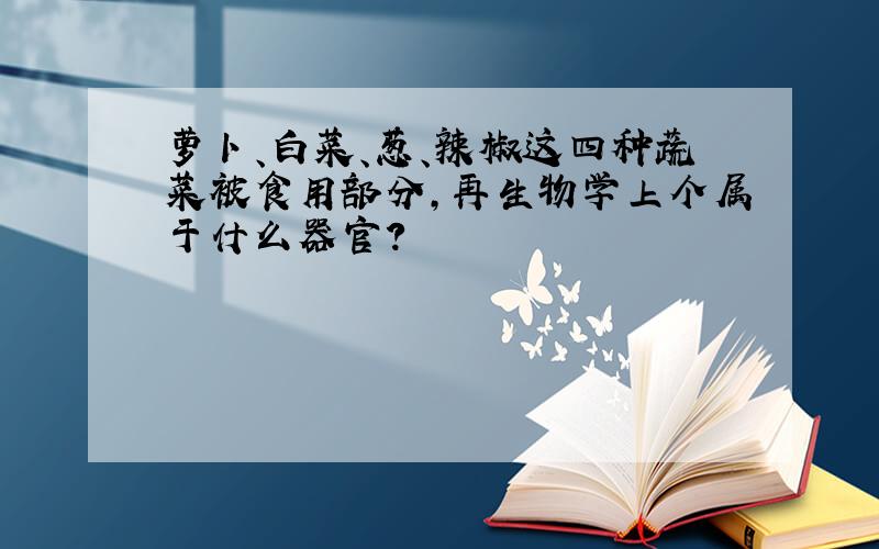 萝卜、白菜、葱、辣椒这四种蔬菜被食用部分,再生物学上个属于什么器官?