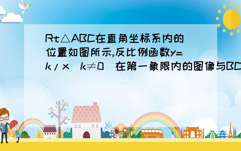 Rt△ABC在直角坐标系内的位置如图所示,反比例函数y=k/x(k≠0)在第一象限内的图像与BC交于点D（4,m）,与A