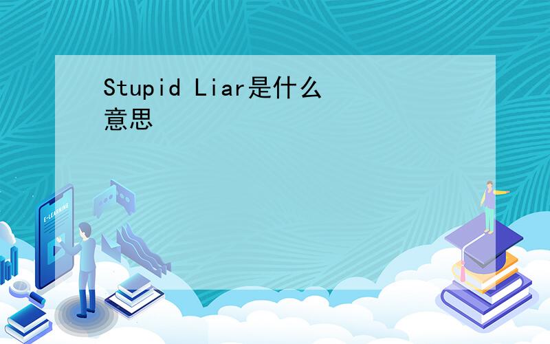 Stupid Liar是什么意思