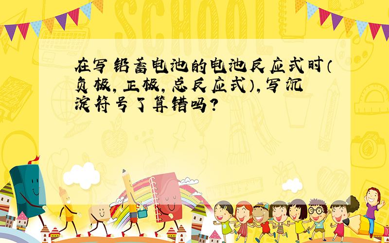 在写铅蓄电池的电池反应式时（负极,正极,总反应式）,写沉淀符号了算错吗?