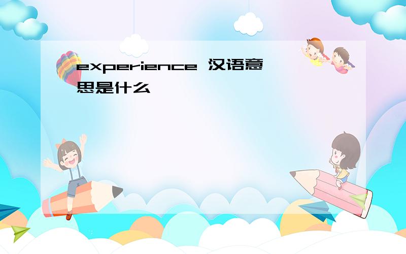 experience 汉语意思是什么