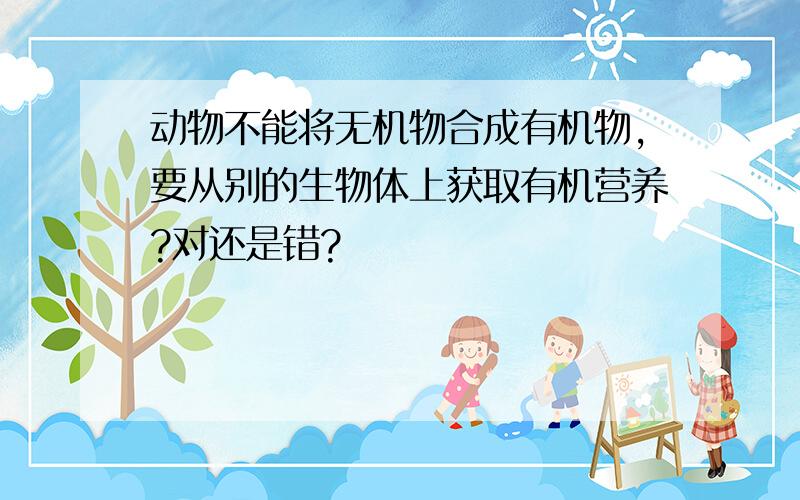 动物不能将无机物合成有机物,要从别的生物体上获取有机营养?对还是错?