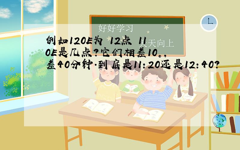 例如120E为 12点 110E是几点?它们相差10°,差40分钟.到底是11：20还是12：40?