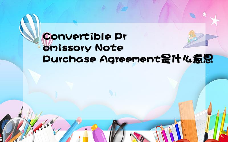 Convertible Promissory Note Purchase Agreement是什么意思