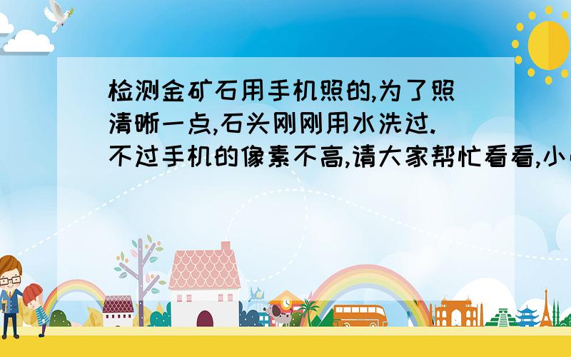 检测金矿石用手机照的,为了照清晰一点,石头刚刚用水洗过.不过手机的像素不高,请大家帮忙看看,小弟先谢谢了 &n