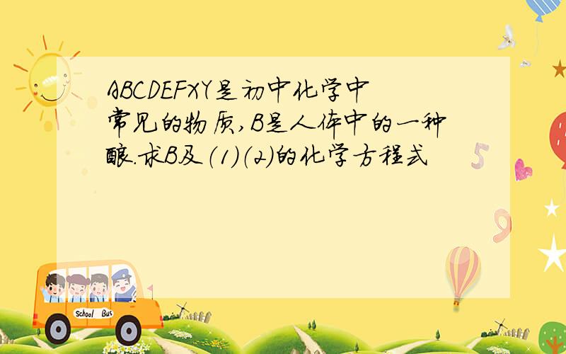 ABCDEFXY是初中化学中常见的物质,B是人体中的一种酸.求B及（1）（2）的化学方程式