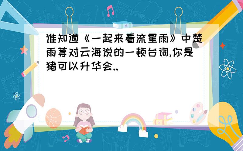 谁知道《一起来看流星雨》中楚雨荨对云海说的一顿台词,你是猪可以升华会..