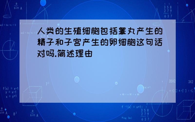 人类的生殖细胞包括睾丸产生的精子和子宫产生的卵细胞这句话对吗.简述理由