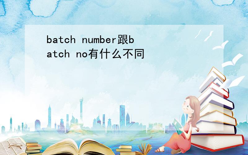 batch number跟batch no有什么不同