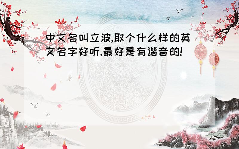 中文名叫立波,取个什么样的英文名字好听,最好是有谐音的!