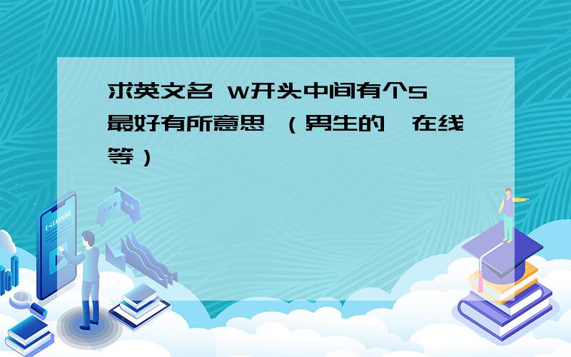 求英文名 W开头中间有个S 最好有所意思 （男生的,在线等）