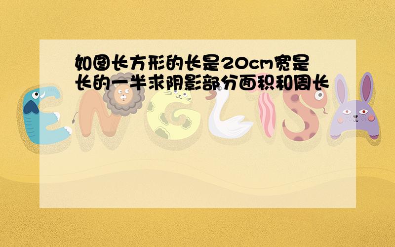 如图长方形的长是20cm宽是长的一半求阴影部分面积和周长