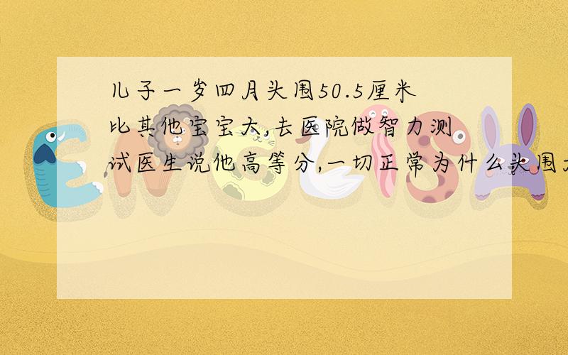 儿子一岁四月头围50.5厘米比其他宝宝大,去医院做智力测试医生说他高等分,一切正常为什么头围大呢