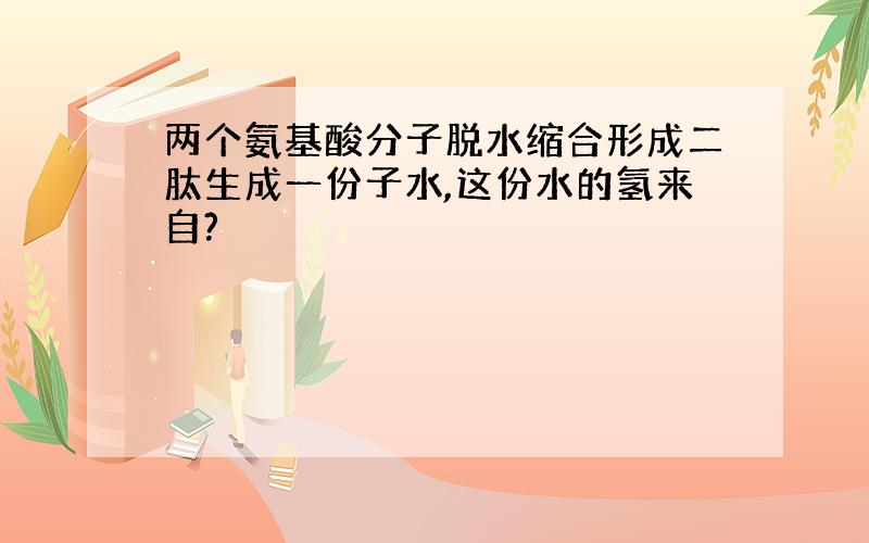 两个氨基酸分子脱水缩合形成二肽生成一份子水,这份水的氢来自?