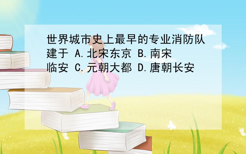 世界城市史上最早的专业消防队建于 A.北宋东京 B.南宋临安 C.元朝大都 D.唐朝长安