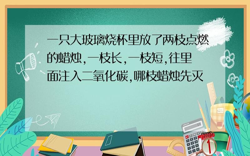 一只大玻璃烧杯里放了两枝点燃的蜡烛,一枝长,一枝短,往里面注入二氧化碳,哪枝蜡烛先灭