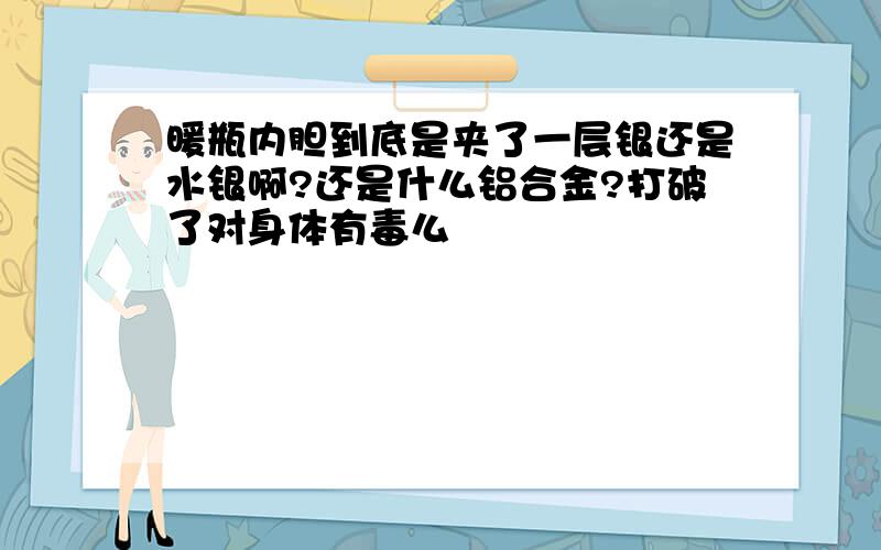 暖瓶内胆到底是夹了一层银还是水银啊?还是什么铝合金?打破了对身体有毒么