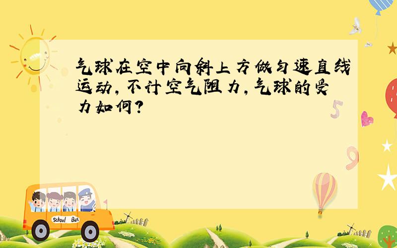 气球在空中向斜上方做匀速直线运动,不计空气阻力,气球的受力如何?