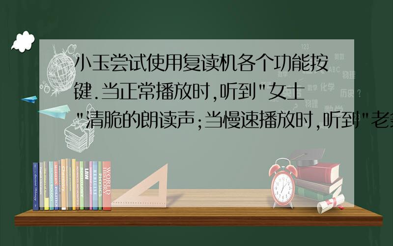 小玉尝试使用复读机各个功能按键.当正常播放时,听到